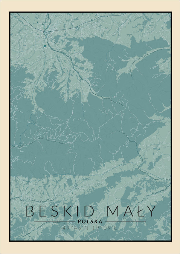 Galeria Plakatu, Beskid Mały mapa vintage, 50x70 cm