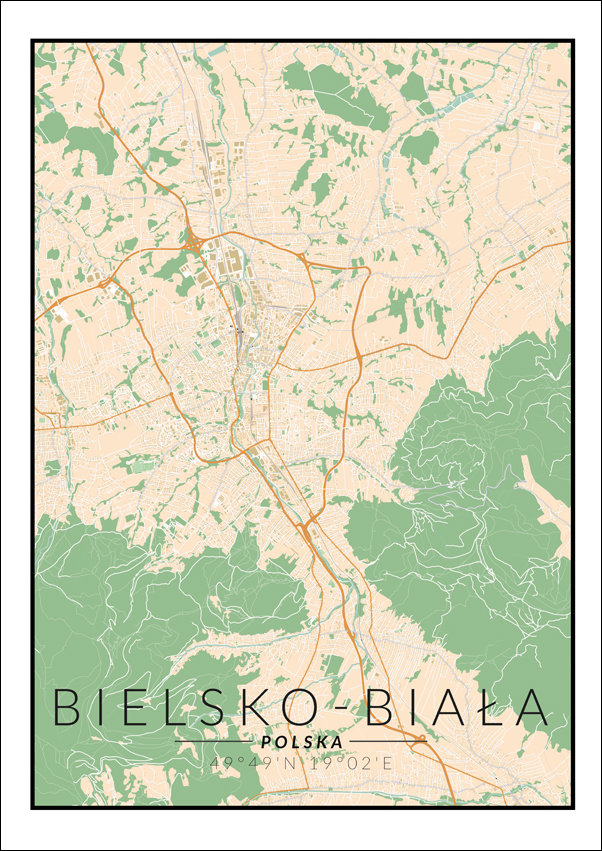Galeria Plakatu, Bielsko Biała mapa kolorowa, 30x40 cm