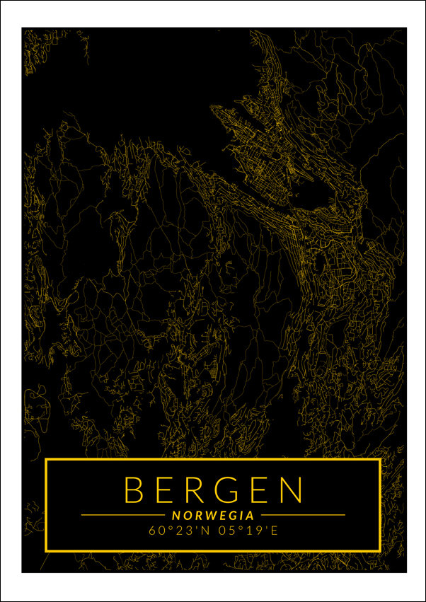 Galeria Plakatu, Bergen mapa złota, 70x100 cm