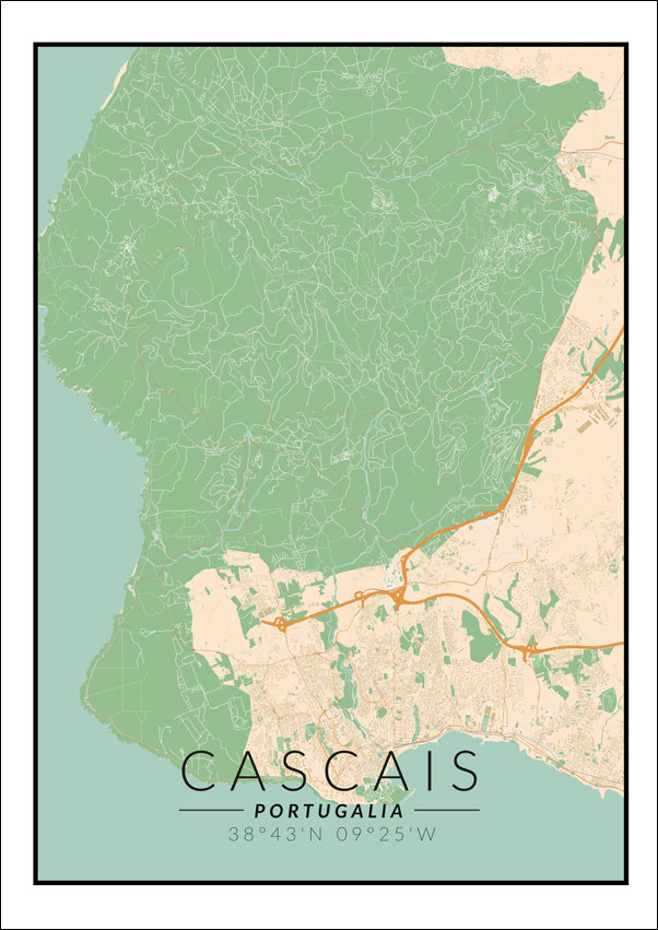 Galeria Plakatu, Cascais mapa kolorowa, 29,7x42 cm