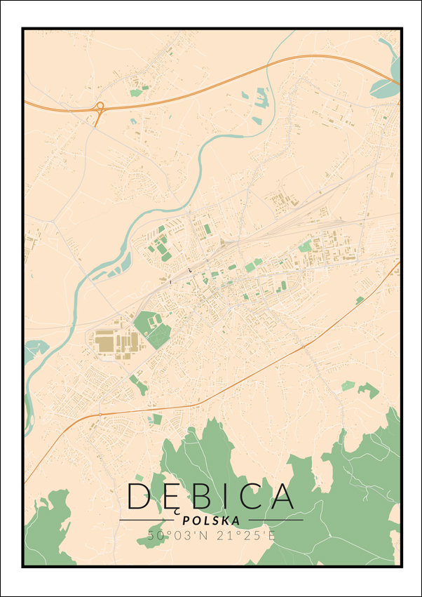 Galeria Plakatu, Dębica mapa kolorowa, 70x100 cm