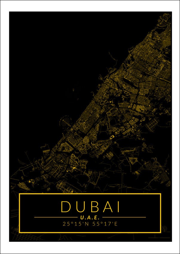 Galeria Plakatu, Dubai mapa złota, 70x100 cm