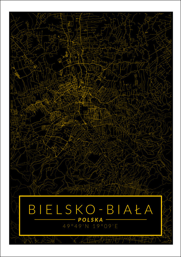 Galeria Plakatu, Bielsko Biała mapa złota, 59,4x84,1 cm