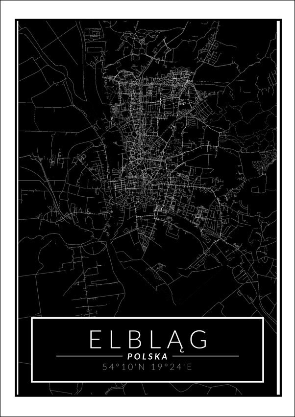 Galeria Plakatu, Elblag mapa dark, 70x100 cm