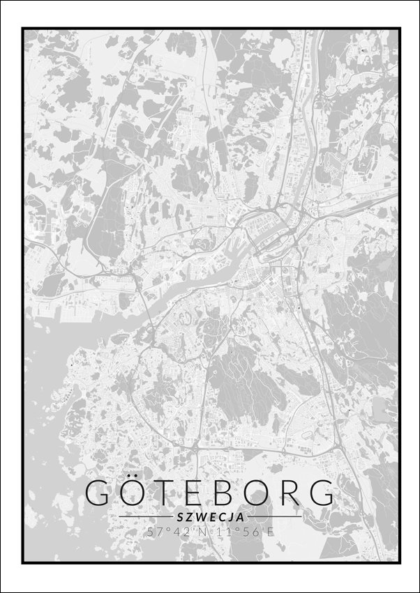 Galeria Plakatu, Goteborg mapa czarno biała, 70x100 cm