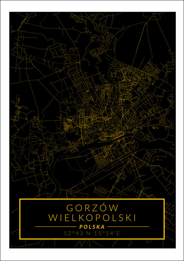 Galeria Plakatu, Gorzów Wielkopolski mapa złota, 60x80 cm