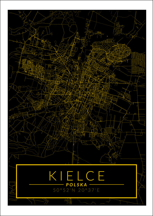 Galeria Plakatu, Kielce mapa złota, 30x40 cm