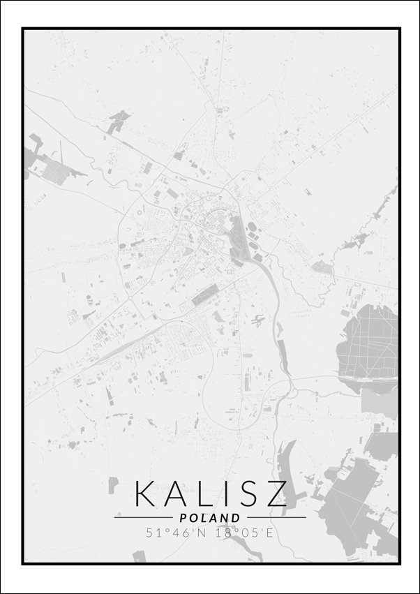 Galeria Plakatu, Kalisz mapa czarno biała, 42x59,4 cm