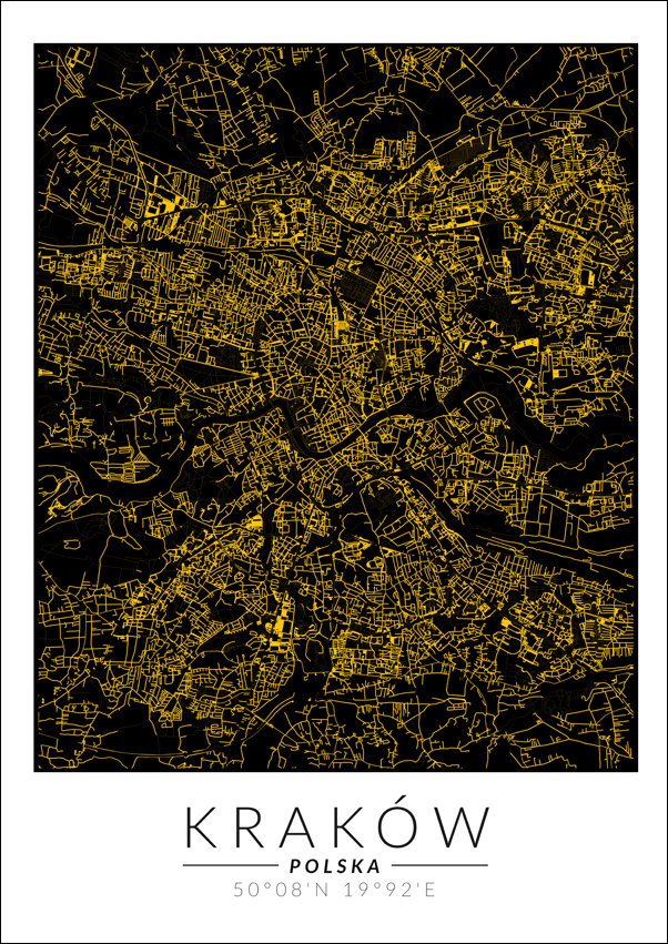 Galeria Plakatu, Kraków mapa złota, 20x30 cm