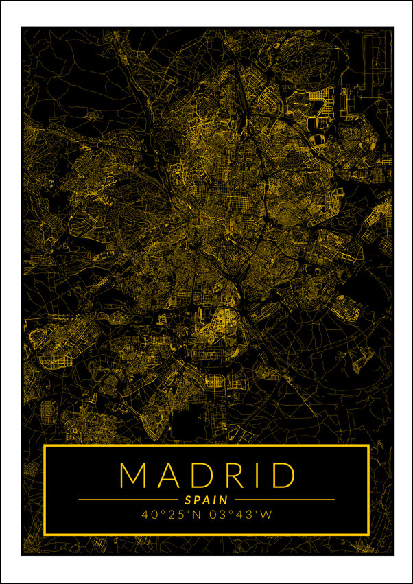 Galeria Plakatu, Madrid mapa złota, 70x100 cm