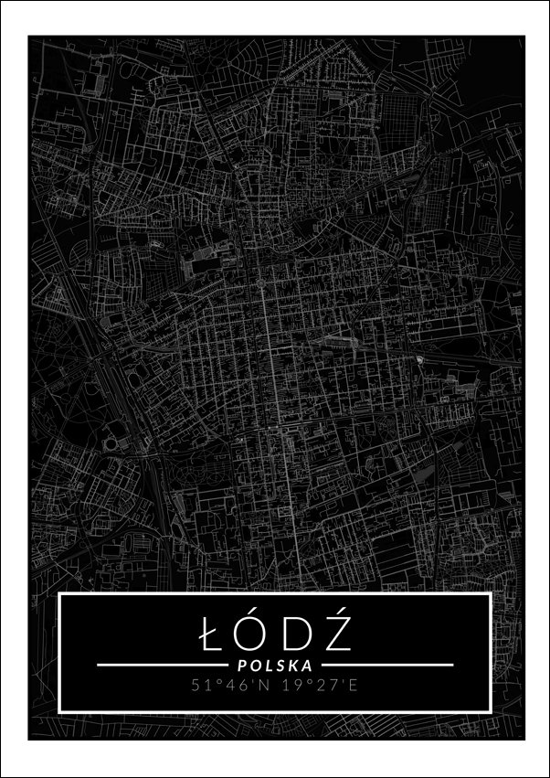 Galeria Plakatu, Łódź mapa dark, 70x100 cm