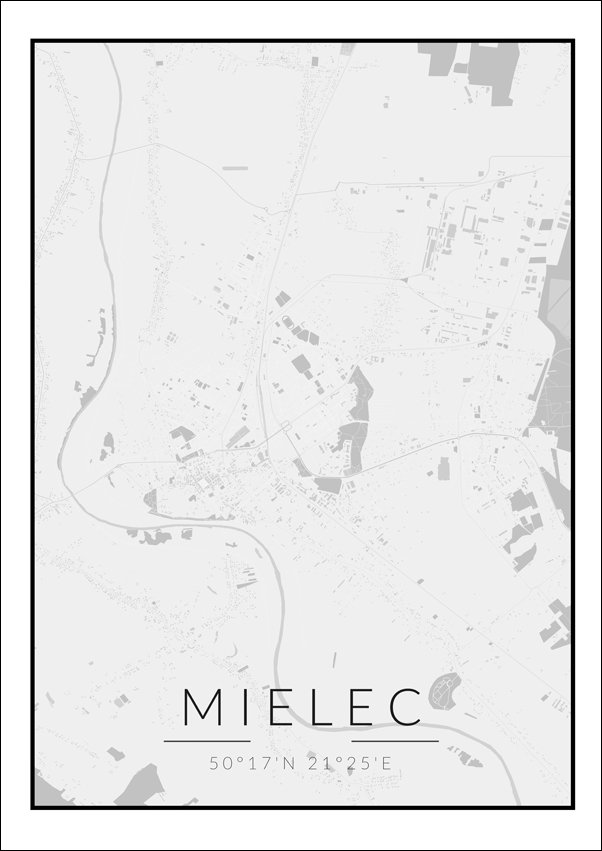 Galeria Plakatu, Mielec mapa czarno biała, 42x59,4 cm
