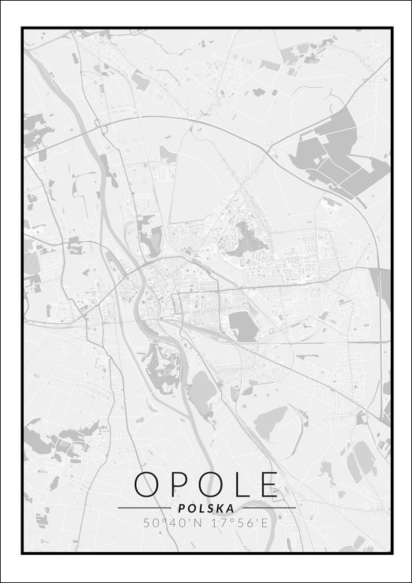 Galeria Plakatu, Opole mapa czarno biała, 20x30 cm
