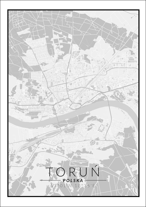 Galeria Plakatu, Plakat, Toruń mapa czarno biała, 40x50 cm