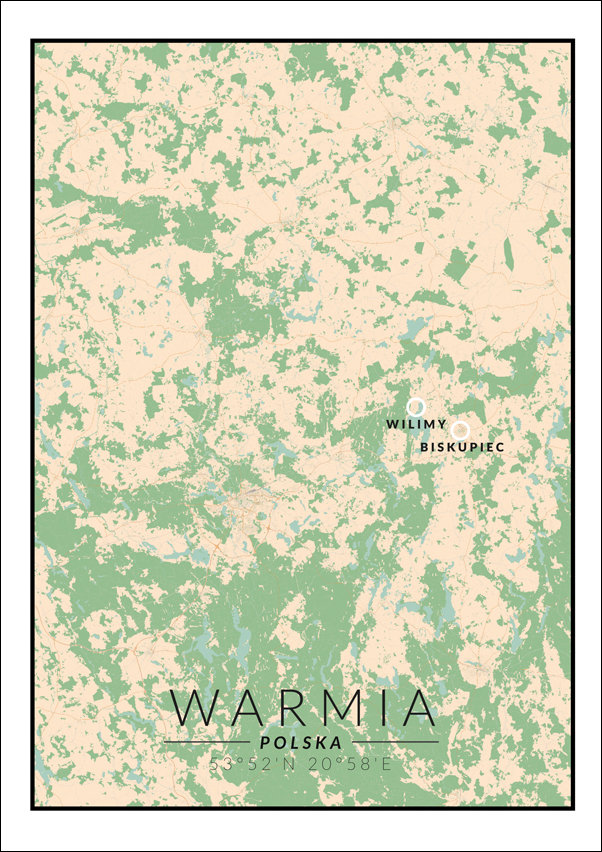 Galeria Plakatu, Plakat, Warmia mapa kolorowa, 61x91,5 cm