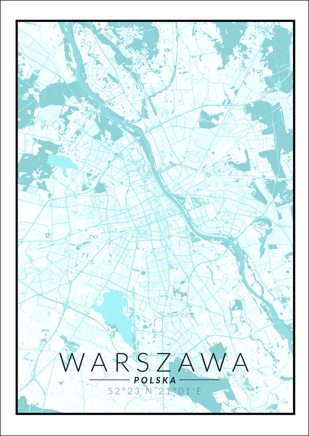 Galeria Plakatu, Plakat, Warszawa mapa blue, 50x70 cm