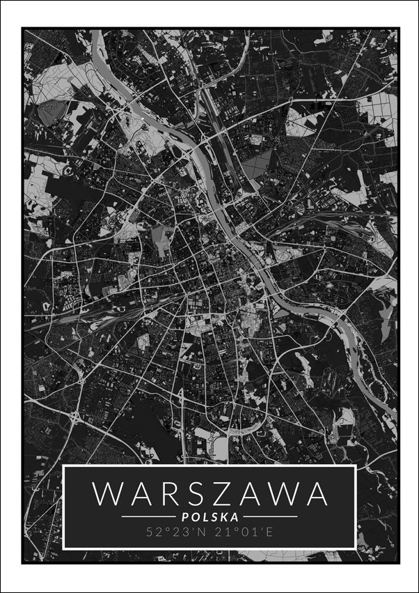 Galeria Plakatu, Plakat, Warszawa mapa dark, 29,7x42 cm