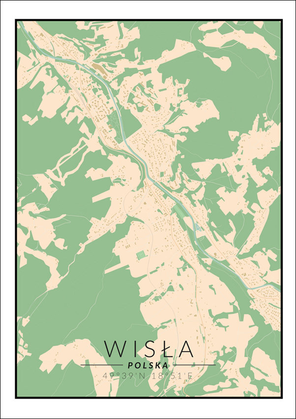 Galeria Plakatu, Plakat, Wisła mapa kolorowa, 70x100 cm