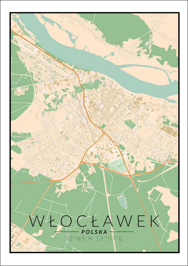 Galeria Plakatu, Plakat, Włocławek mapa kolorowa, 60x80 cm