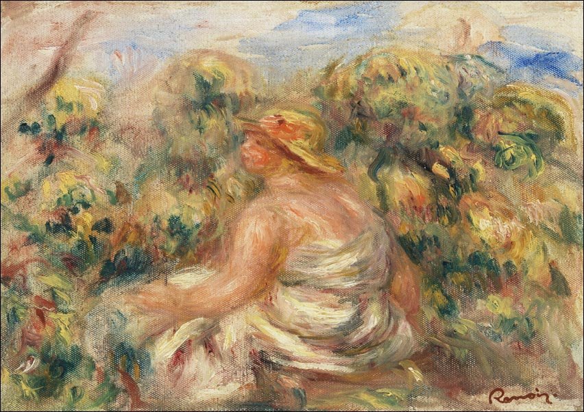 Galeria Plakatu, Plakat, Woman with Hat in a Landscape, Pierre-Auguste Renoir, 70x50 cm
