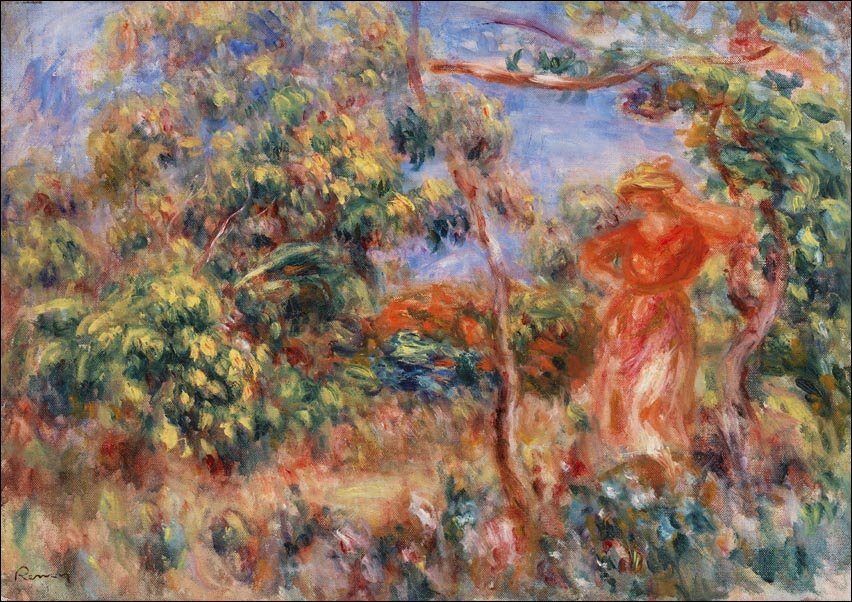 Galeria Plakatu, Plakat, Woman in Red in a Landscape, Pierre-Auguste Renoir, 70x50 cm