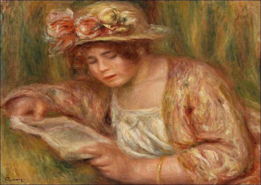 Galeria Plakatu, Plakat, Andrée in a Hat, Reading, Pierre-Auguste Renoir, 100x70 cm