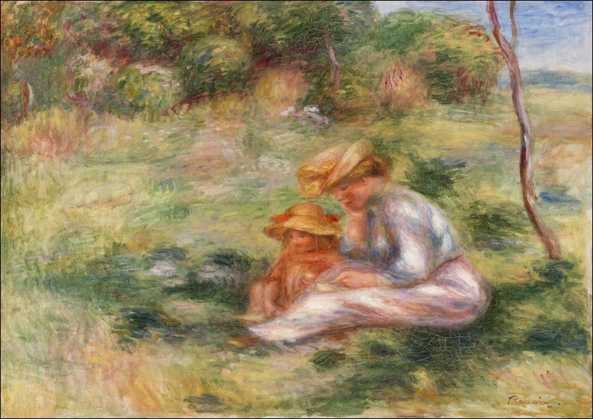 Galeria Plakatu, Plakat, Woman and Child in the Grass, Pierre-Auguste Renoir, 100x70 cm