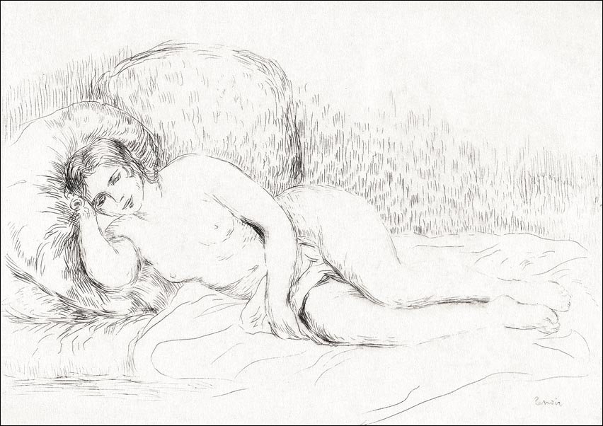 Galeria Plakatu, Plakat, Woman Reclining, to the Left, Pierre-Auguste Renoir, 42x29,7 cm