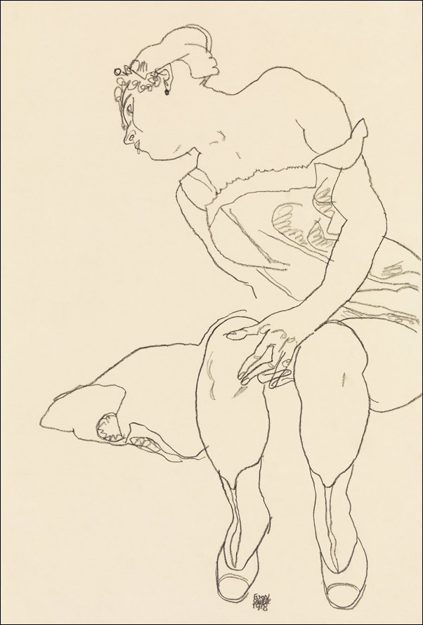 Galeria Plakatu, Plakat, Naked lady. Seated Woman in Corset and Boots, Egon Schiele, 40x50 cm
