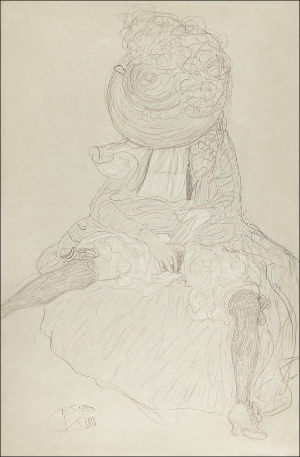 Galeria Plakatu, Plakat, Seated Woman from the Front with Hat, Face Hooded, Gustav Klimt, 21x29,7 cm