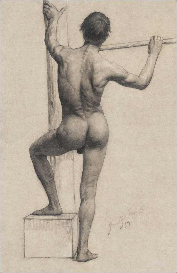 Galeria Plakatu, Plakat, Male Nude with Left Foot on a Pedestal, Gustav Klimt, 50x70 cm