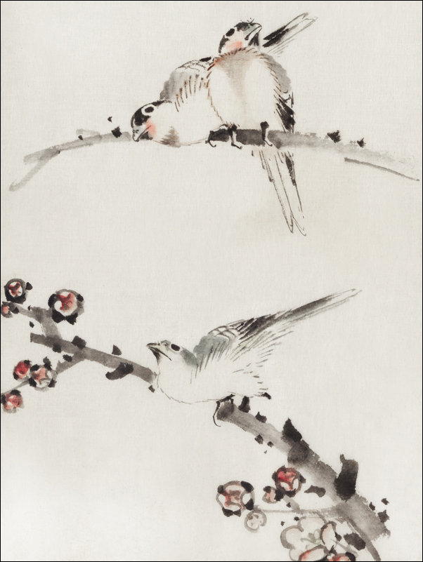 Galeria Plakatu, Plakat, Three Birds Perched on Branches, Hokusai, 61x91,5 cm