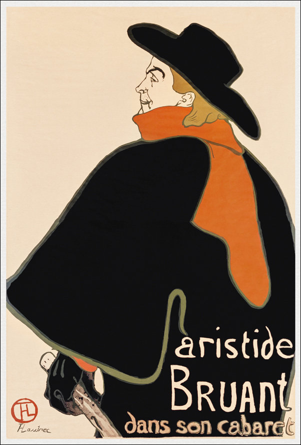 Galeria Plakatu, Plakat, Aristide Bruant in his Cabaret, Henri De Toulouse-Lautrec, 61x91,5 cm