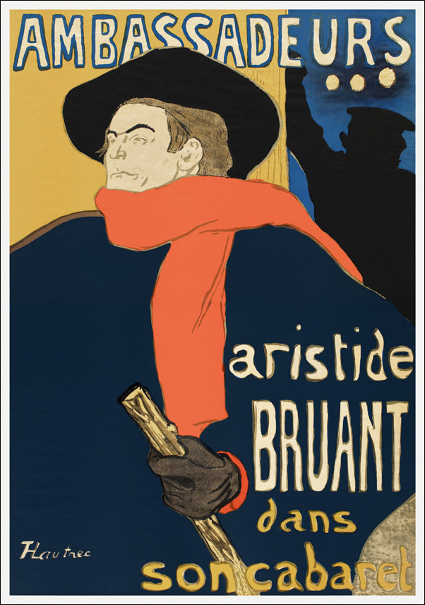 Galeria Plakatu, Plakat, Ambassadeurs: Aristide Bruant dans son cabaret, Henri De Toulouse-Lautrec, 42x59,4 cm