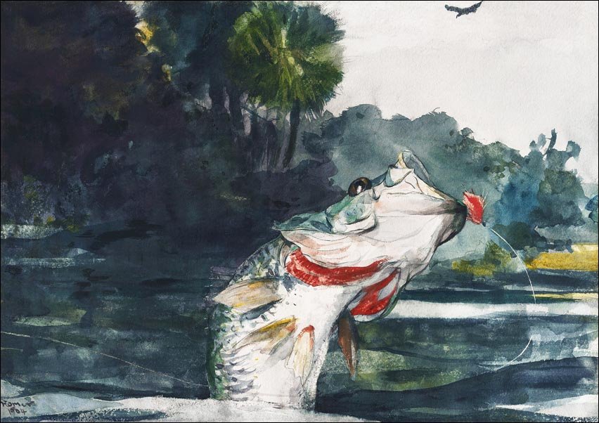 Galeria Plakatu, Plakat, Life-Size Black Bass, Winslow Homer, 60x40 cm
