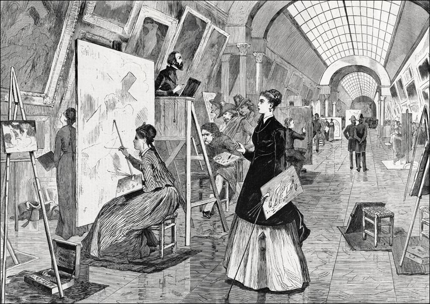 Galeria Plakatu, Plakat, Art Students and Copyists in the Louvre Gallery, Paris, Winslow Homer, 60x40 cm