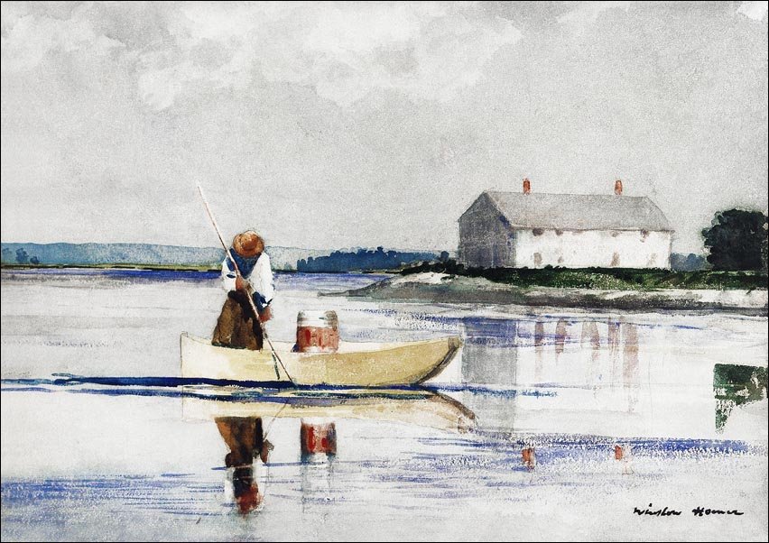 Galeria Plakatu, Plakat, Spearing Eels in late 1800s, Winslow Homer, 29,7x21 cm