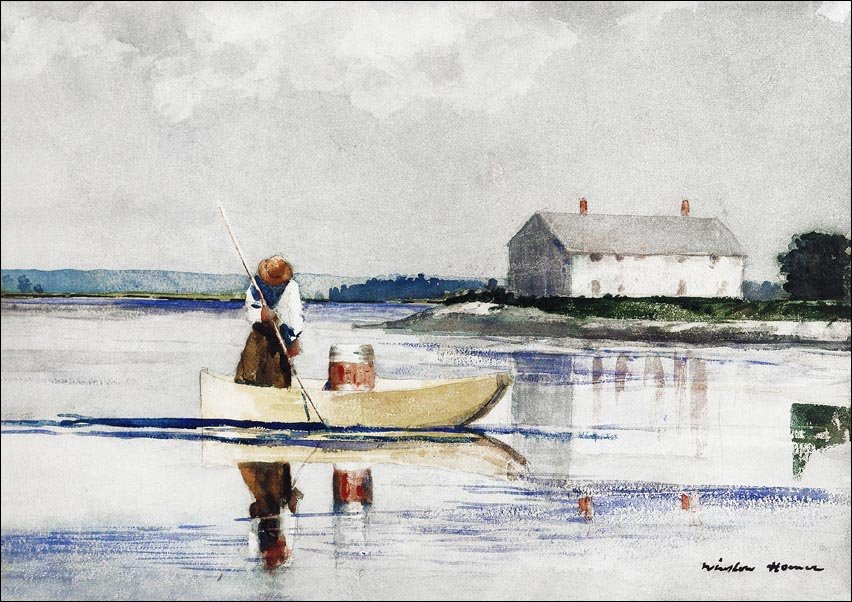 Galeria Plakatu, Plakat, Spearing Eels in late 1800s, Winslow Homer, 50x40 cm
