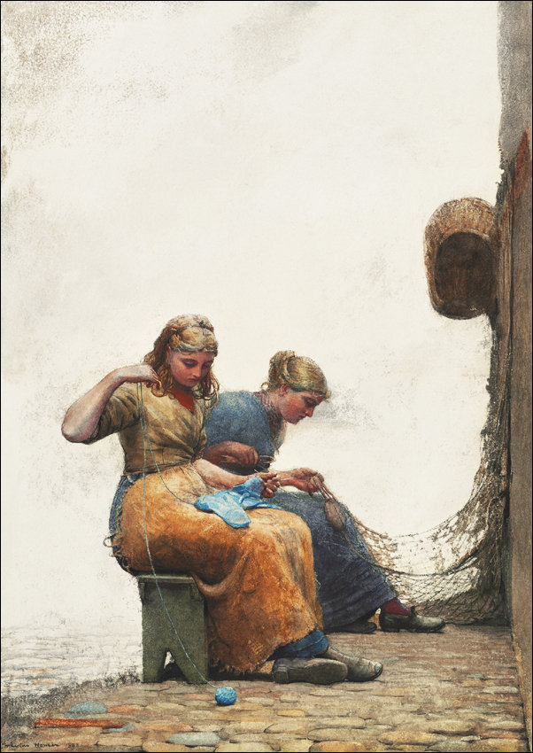 Galeria Plakatu, Plakat, Mending the Nets, Winslow Homer, 21x29,7 cm