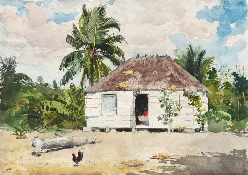 Galeria Plakatu, Plakat, Native hut at Nassau, Winslow Homer, 40x30 cm