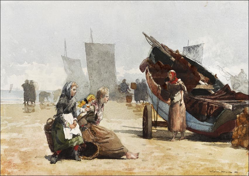 Galeria Plakatu, Plakat, Beach Scene, Cullercoats, Winslow Homer, 84,1x59,4 cm