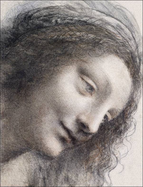 Galeria Plakatu, Plakat, The Head of the Virgin in Three-Quarter View Facing Right, Leonardo Da Vinci, 50x70 cm
