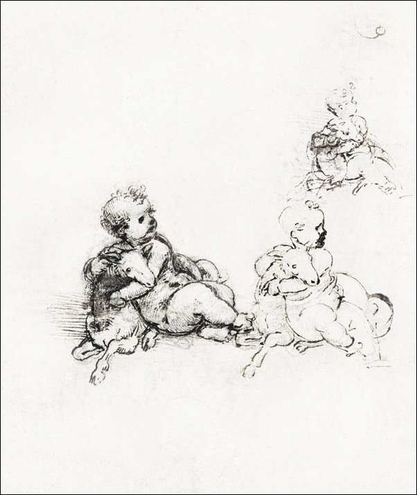 Galeria Plakatu, Plakat, Studies for the Christ Child with a Lamb, Leonardo Da Vinci, 50x70 cm