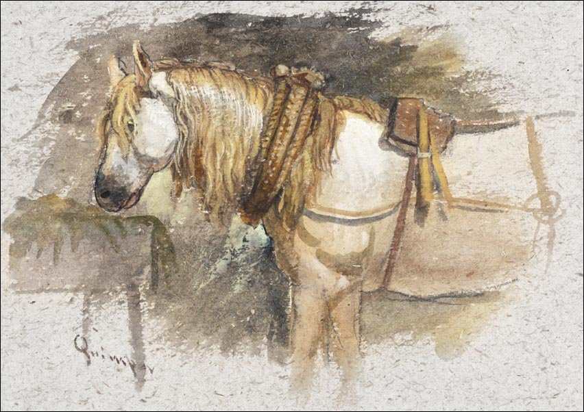 Galeria Plakatu, Plakat, Study of a Horse, Brittany, Samuel Colman, 84,1x59,4 cm