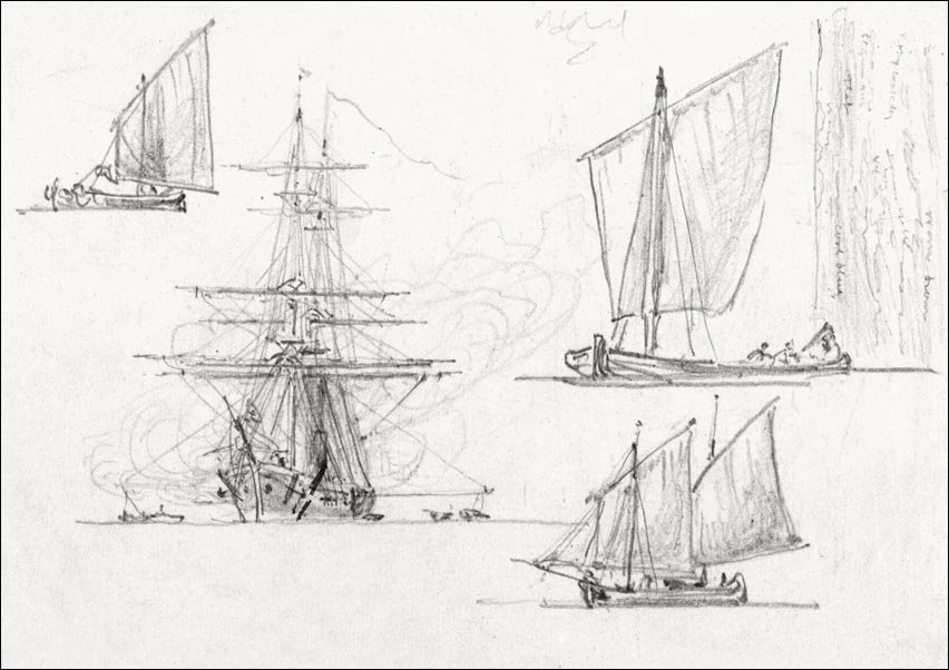 Galeria Plakatu, Plakat, Sketches of Ships, Venice, Italy, Samuel Colman, 40x30 cm