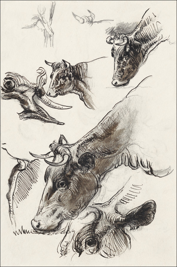 Galeria Plakatu, Plakat, Sketches of Cattle, Irvington, Samuel Colman, 29,7x42 cm
