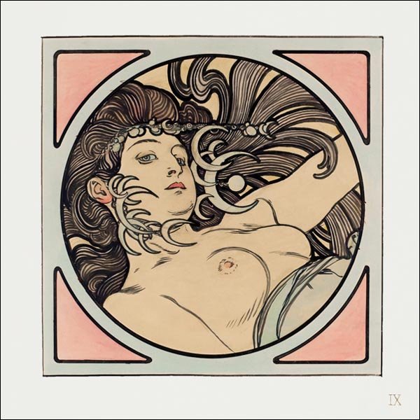 Galeria Plakatu, Plakat, Stained glass window for the facade of the Fouquet boutique, Alphonse Maria Mucha, 40x40 cm