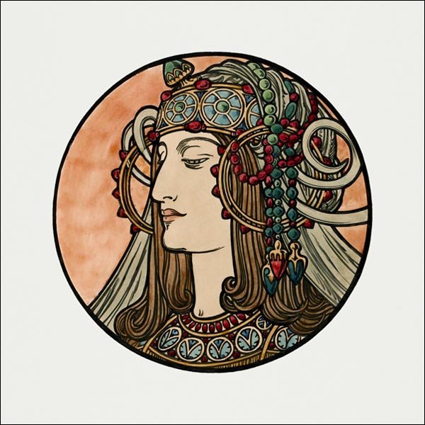 Galeria Plakatu, Plakat, Stained glass window for the facade of the Fouquet boutique, Alphonse Maria Mucha, 40x40 cm