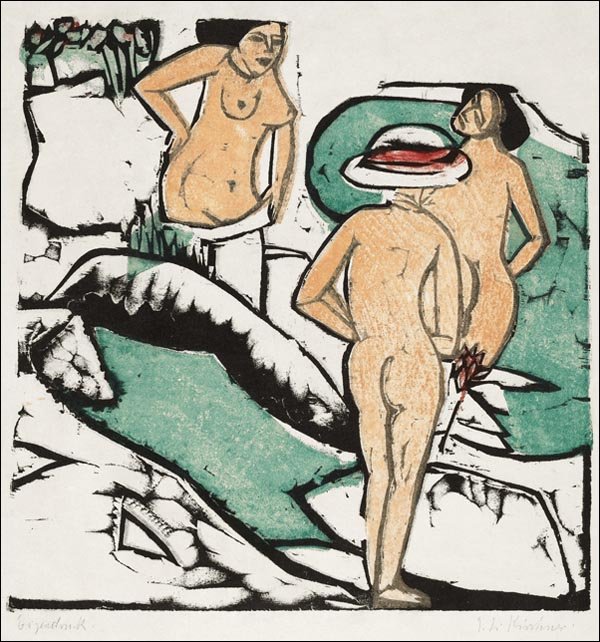 Galeria Plakatu, Plakat, Women Bathing Between White Stones, Ernst Ludwig Kirchner, 30x30 cm