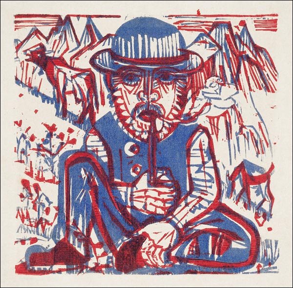 Galeria Plakatu, Plakat, Smoking Peasant print in high resolution, Ernst Ludwig Kirchner, 30x30 cm